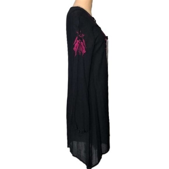 California Moonrise boho hippie embroidered bell sleeves lace up dress - Picture 6 of 14